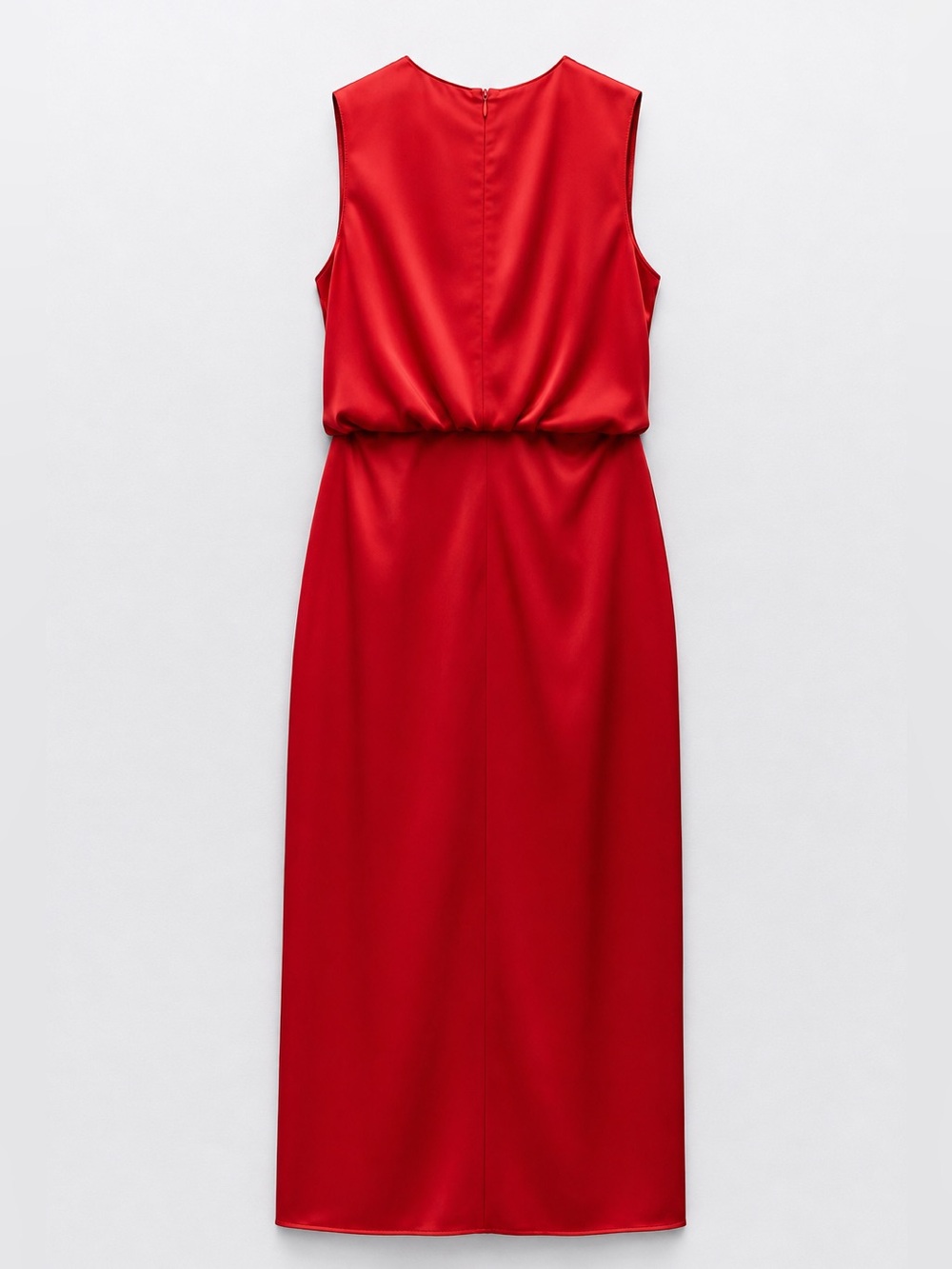 ZARA Red Draped Sleeveless Maxi Dress NWT Size L Stretch Evening - Picture 3 of 5